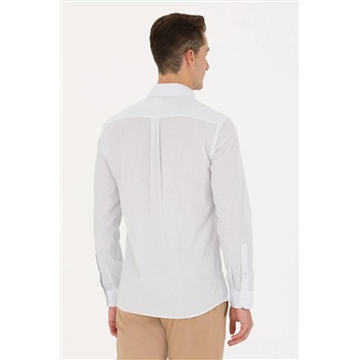 Erkek Saks Uzun Kollu Gömlek