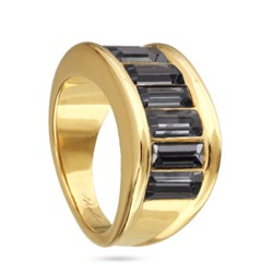 Кольцо Богемия (кристаллы SW темно-серые; покрытие золото), Есть комплект