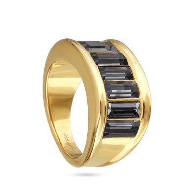 Кольцо Богемия (кристаллы SW темно-серые; покрытие золото), Есть комплект