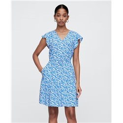 Flutter Sleeve Tie-Waist Mini Dress