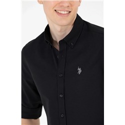 Erkek Siyah Uzun Kollu Basic Gömlek