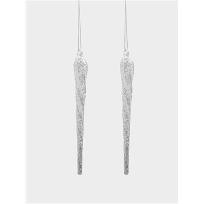 Игрушка елочная, 20 см, 2 шт, стекло, шампань, Сверкающая сосулька, Event