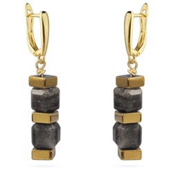 Серьги Терра (агат; покрытие золото), Есть комплект