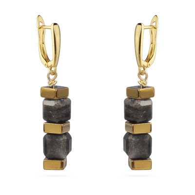 Серьги Терра (агат; покрытие золото), Есть комплект