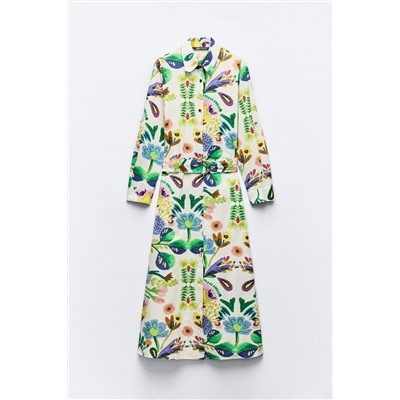 FLORAL PRINT POPLIN SHIRT DRESS