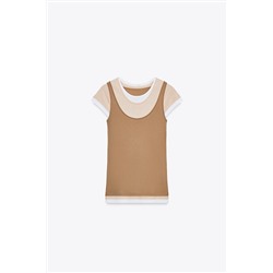 CONTRAST LAYERED T-SHIRT