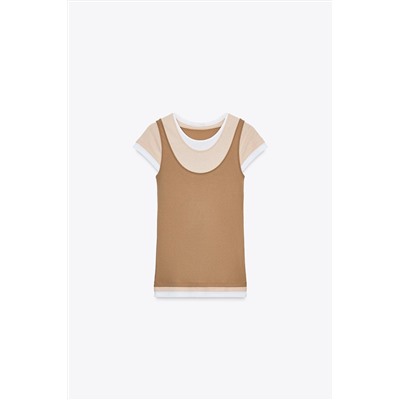 CONTRAST LAYERED T-SHIRT