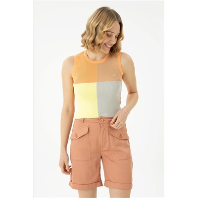 Kadın Turuncu Bisiklet Yaka Kazak