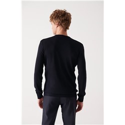 Lacivert Bisiklet Yaka Petek Dokulu Triko Kazak