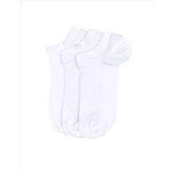 Erkek Bambu Karışımlı 3'lü Paket Beyaz Patik Basic Çorap