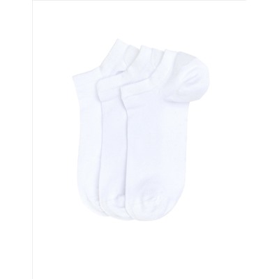 Erkek Bambu Karışımlı 3'lü Paket Beyaz Patik Basic Çorap