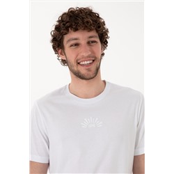 Erkek Regular Fit Bisiklet Yaka Beyaz Tişört