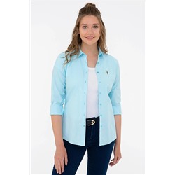 Kadın Turkuaz Uzun Kollu Basic Gömlek