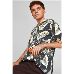 Camisa Azul marino y naranja