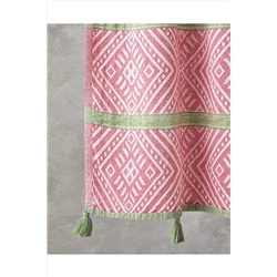 English Home Crispy Pamuklu Püsküllü Peştamal 90x150 cm Pembe - Yeşil