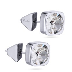 Пусеты Теннис (кристаллы SW белые 8мм; покрытие родий), Есть комплект