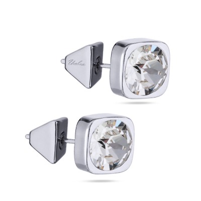 Пусеты Теннис (кристаллы SW белые 8мм; покрытие родий), Есть комплект