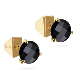 Пусеты (агат 10мм черный; покрытие золото), Есть комплект