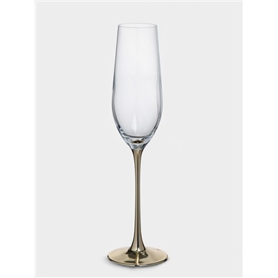 Бокал для шампанского, 180 мл, 2 шт, стекло, золотистая ножка, Ravello