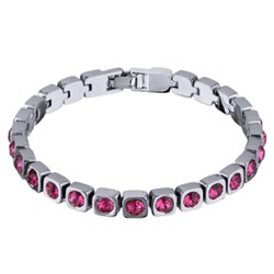 Браслет Теннис (кристаллы SW фуксия 4мм; покрытие родий) 17-19см, Есть комплект