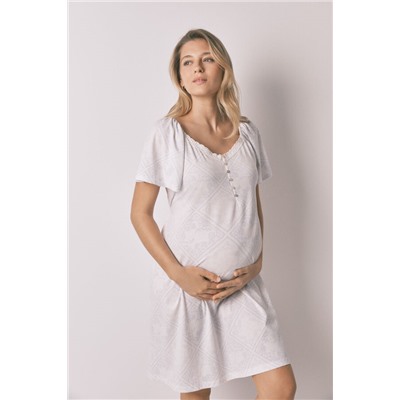 Camisón "maternity" algodón azul volante