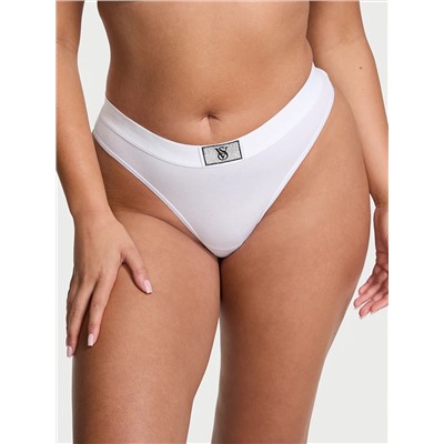 Cotton Logo Cotton Shine Patch Thong Panty