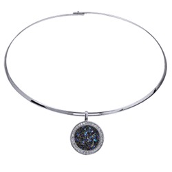 Колье Галактика (кристаллы SW синие; покрытие родий) 42см, Есть комплект