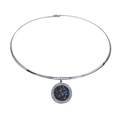 Колье Галактика (кристаллы SW синие; покрытие родий) 42см, Есть комплект