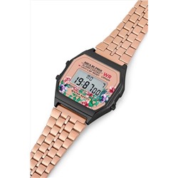 Aqua Di Polo 1987 Unisex Rose Gold Retro Çiçek Desenli Dijital Kol Saati Apwa034003