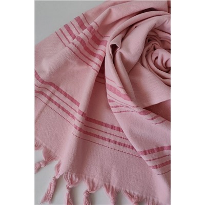 Sevim Pembe Çizgili Pamuk Havlu Peştemal - Yumuşak Ve Yüksek Su Emici - 90x170cm