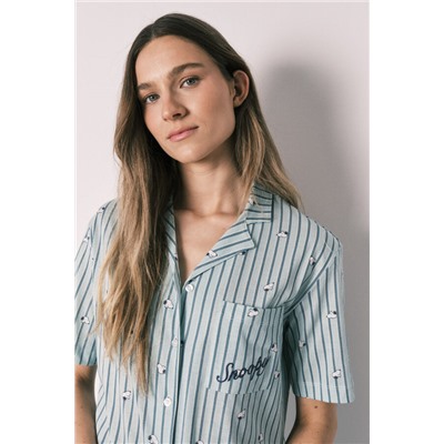 Pijama camisero Snoopy algodón verde