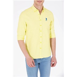 Erkek Neon Sarı Uzun Kollu Basic Gömlek