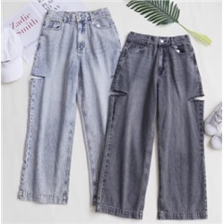 Джинсы для девочек с вырезом