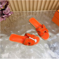 Женские замшевые шлепки с плетением  ХЕРМЕ*С ОРА*Н