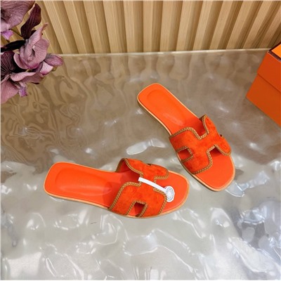 Женские замшевые шлепки с плетением  ХЕРМЕ*С ОРА*Н