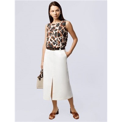 Юбка-миди из хлопка с разрезом