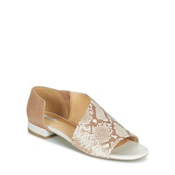 Leder-Sandalen "Wistrey" in Hellbraun/ Gold