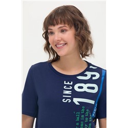 Kadın Lacivert Bisiklet Yaka Tişört