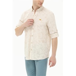 Erkek Ekru Uzun Kollu Gömlek