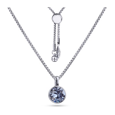 Кулон Теннис (кристаллы SW светлый сапфир 8мм; покрытие родий) 70см, Есть комплект