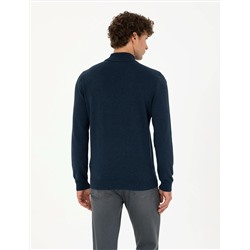 Lacivert Melanj Slim Fit Kazak