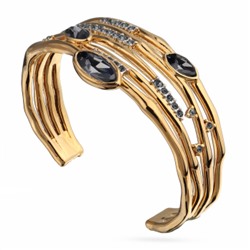 Браслет Эйва (кристаллы SW темно-серые; покрытие золото, родий), Есть комплект