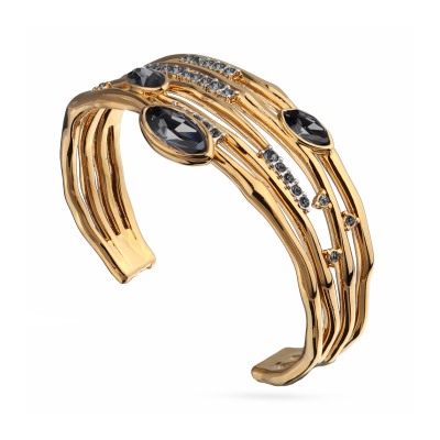 Браслет Эйва (кристаллы SW темно-серые; покрытие золото, родий), Есть комплект