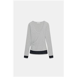 DRAPED MOCK LAYER T-SHIRT