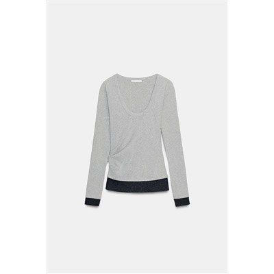 DRAPED MOCK LAYER T-SHIRT