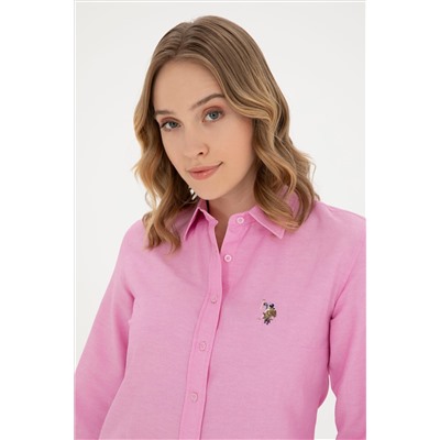Kadın Pembe Uzun Kollu Basic Gömlek