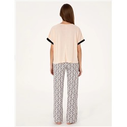 Bej Kısakollu Pijama Takımı
