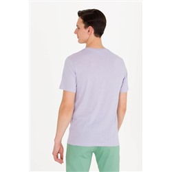Erkek Lila Basic Bisiklet Yaka Tişört