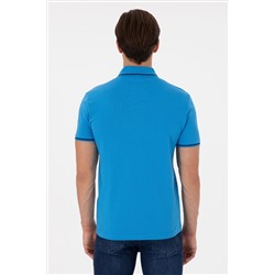 Erkek Slim Fit Polo Yaka Saks Basic Tişört