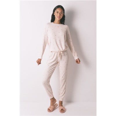 Pijama larga viscosa estampado floral rosa